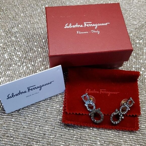 FERRAGAMO 3-Tier Crystal Earrings - Picture 1 of 2